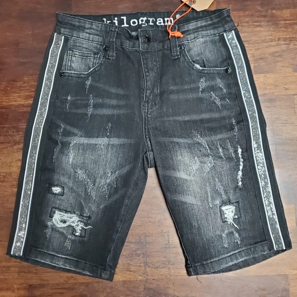 Sz Various denim side stripe jean shorts
